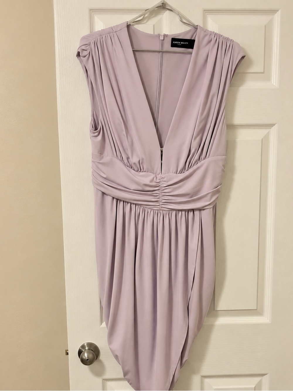 Asymmetrical V-Neck Women's Dress in Light Purple